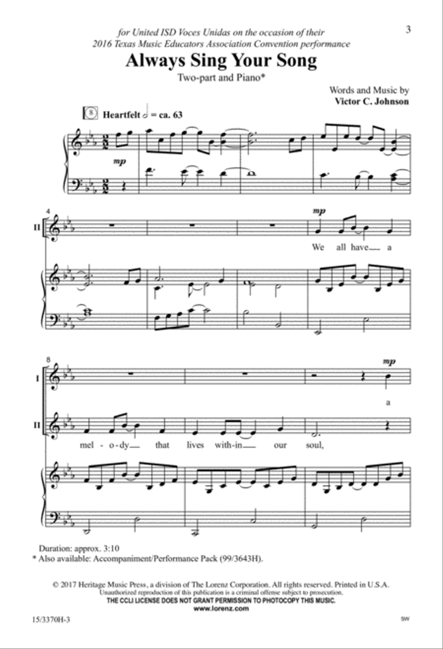 Always Sing Your Song Always Sing Your Song 2-Part scores gallery preview page 2