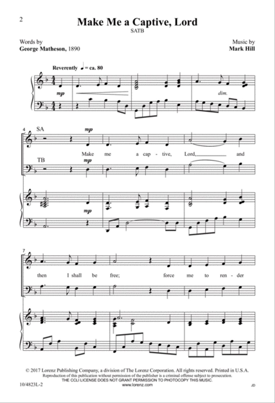 Make Me a Captive, Lord 4-Part scores gallery preview page 2