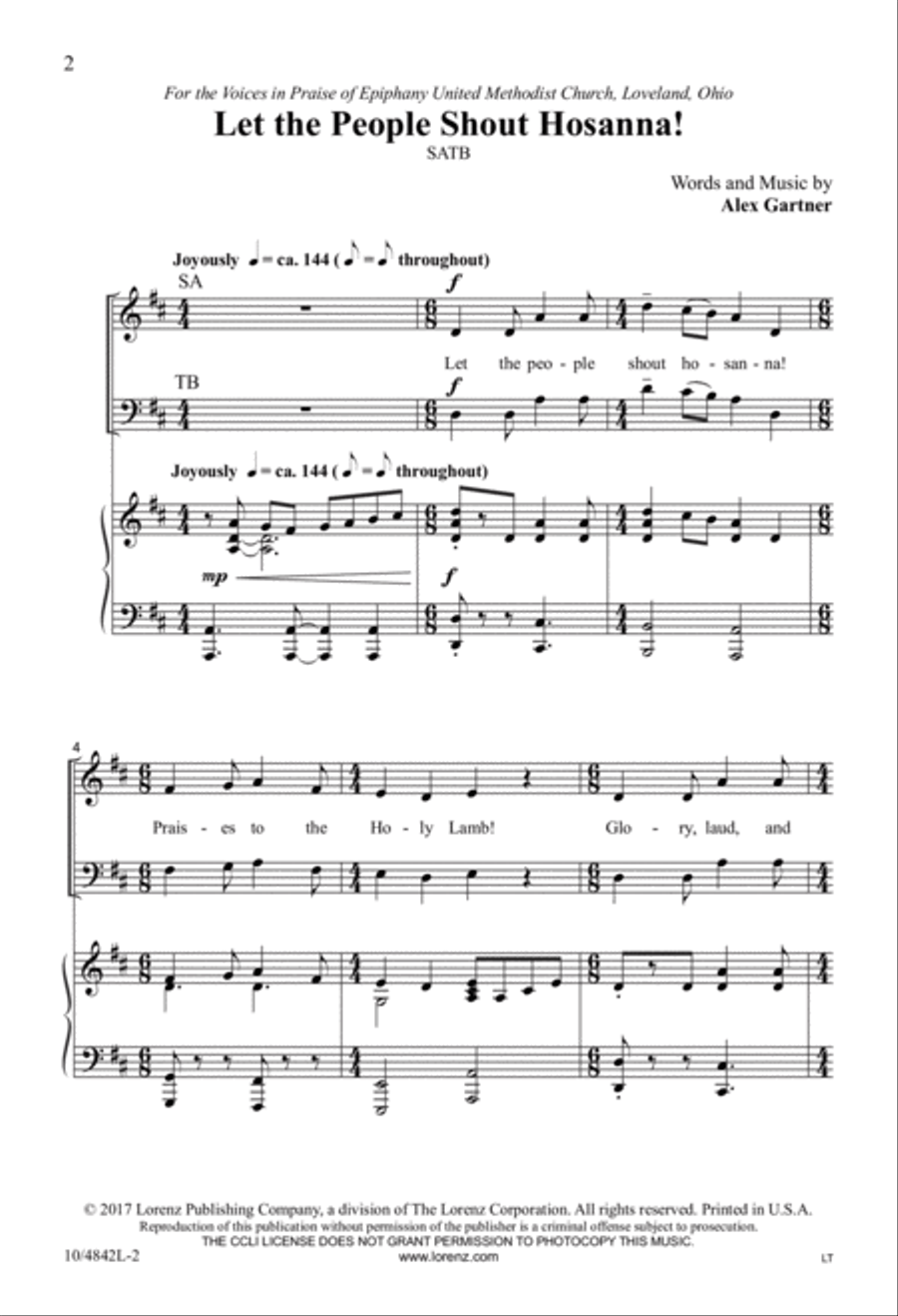 Let the People Shout Hosanna! 4-Part scores gallery preview page 2