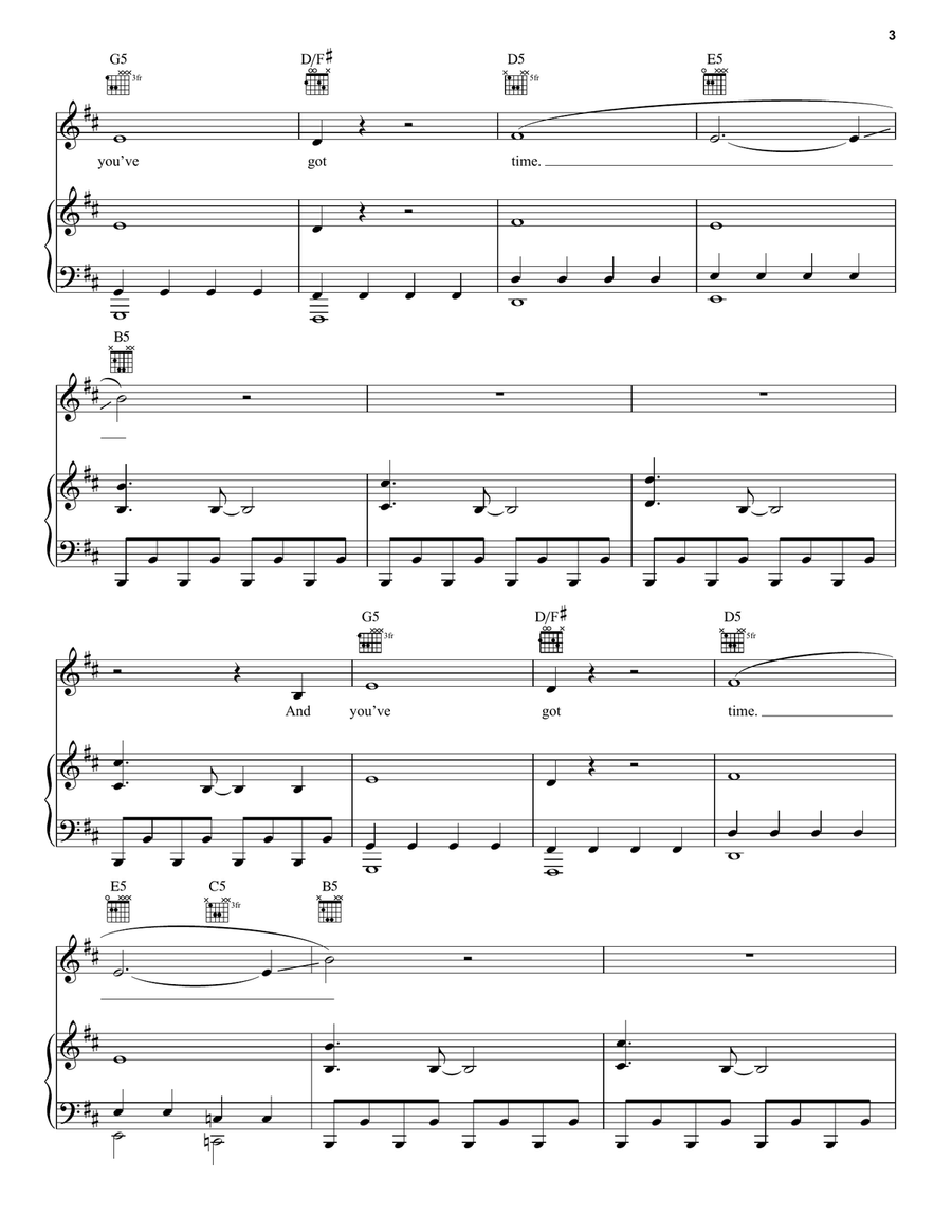 You've Got Time (Theme from Orange Is The New Black) Piano, Vocal, Guitar scores gallery preview page 3