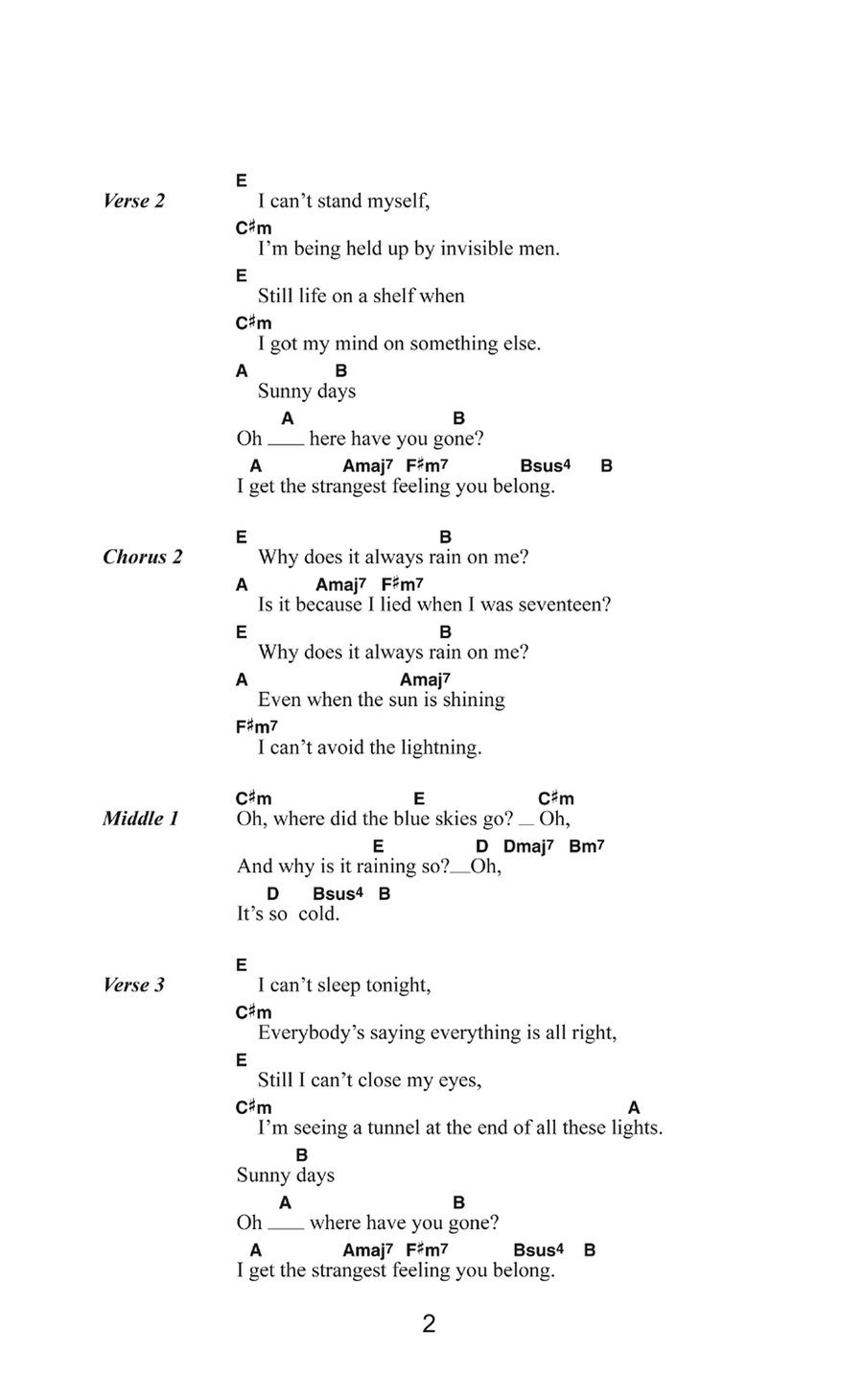 Why Does It Always Rain On Me? Ukulele scores gallery preview page 2