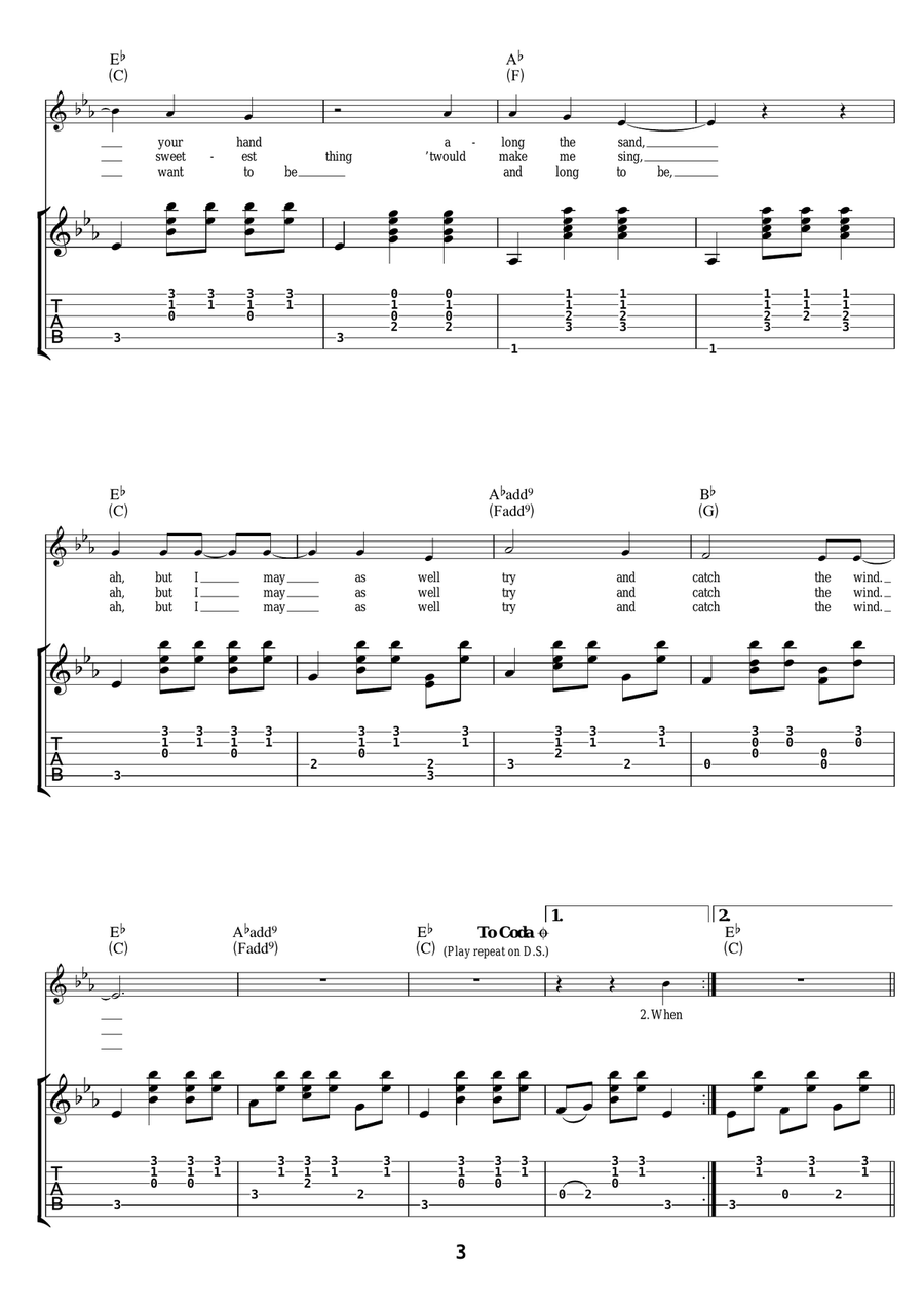 Catch The Wind Catch The Wind Guitar Tablature scores gallery preview page 3