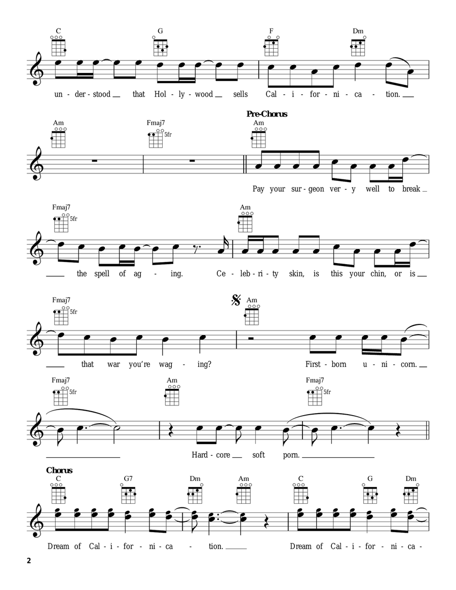 Californication Californication Ukulele scores gallery preview page 2
