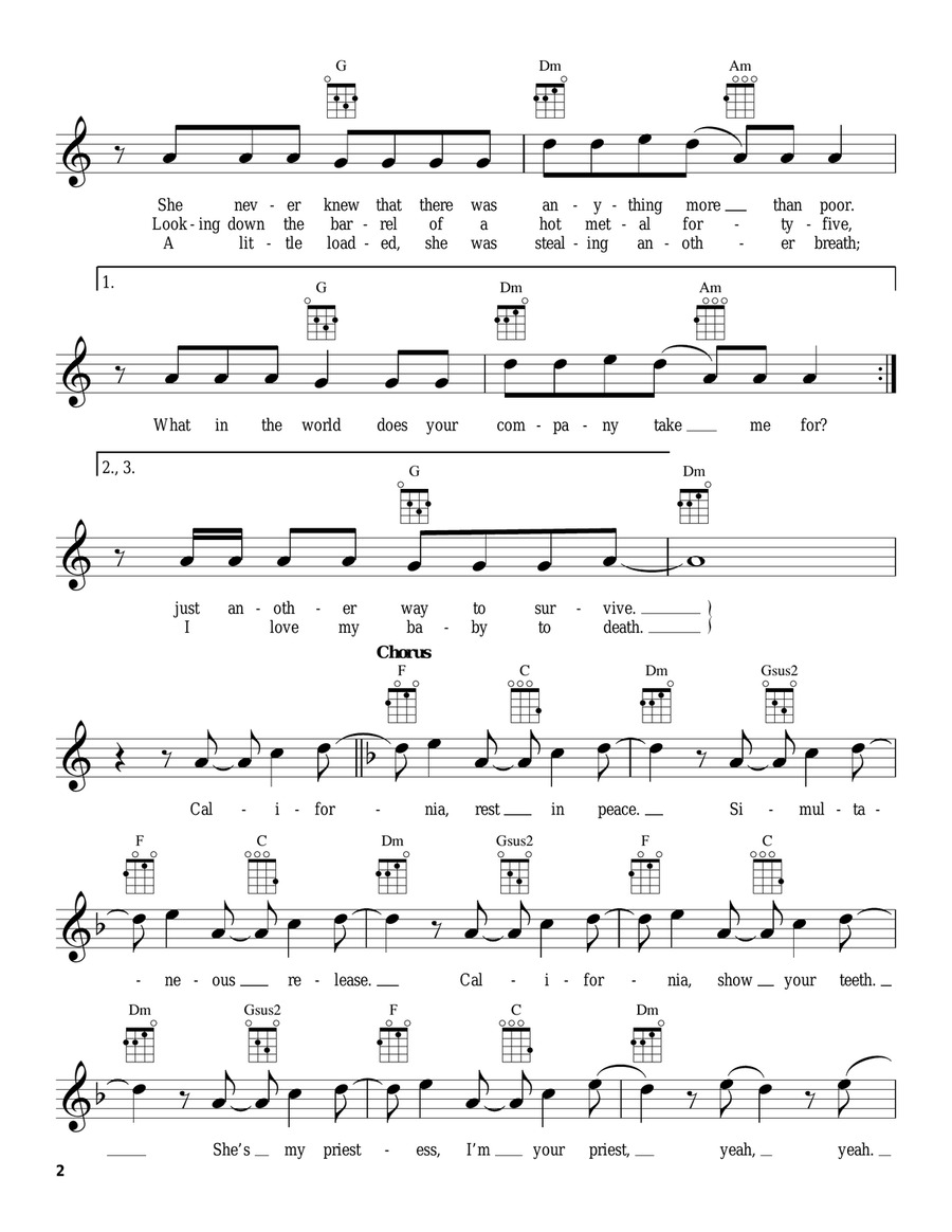 Dani California Dani California Ukulele scores gallery preview page 2