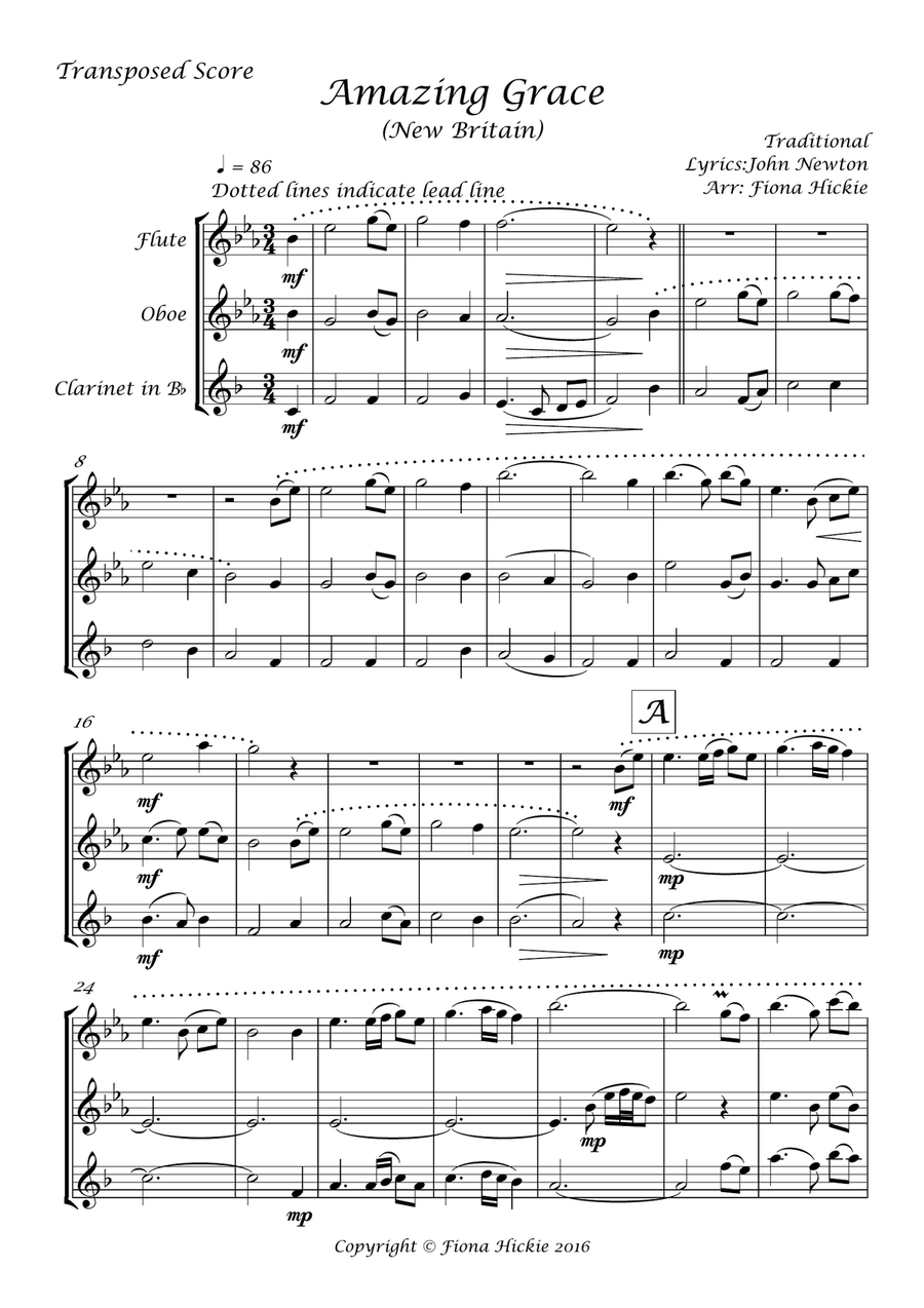 Amazing Grace Amazing Grace Woodwind Trio scores gallery preview page 2
