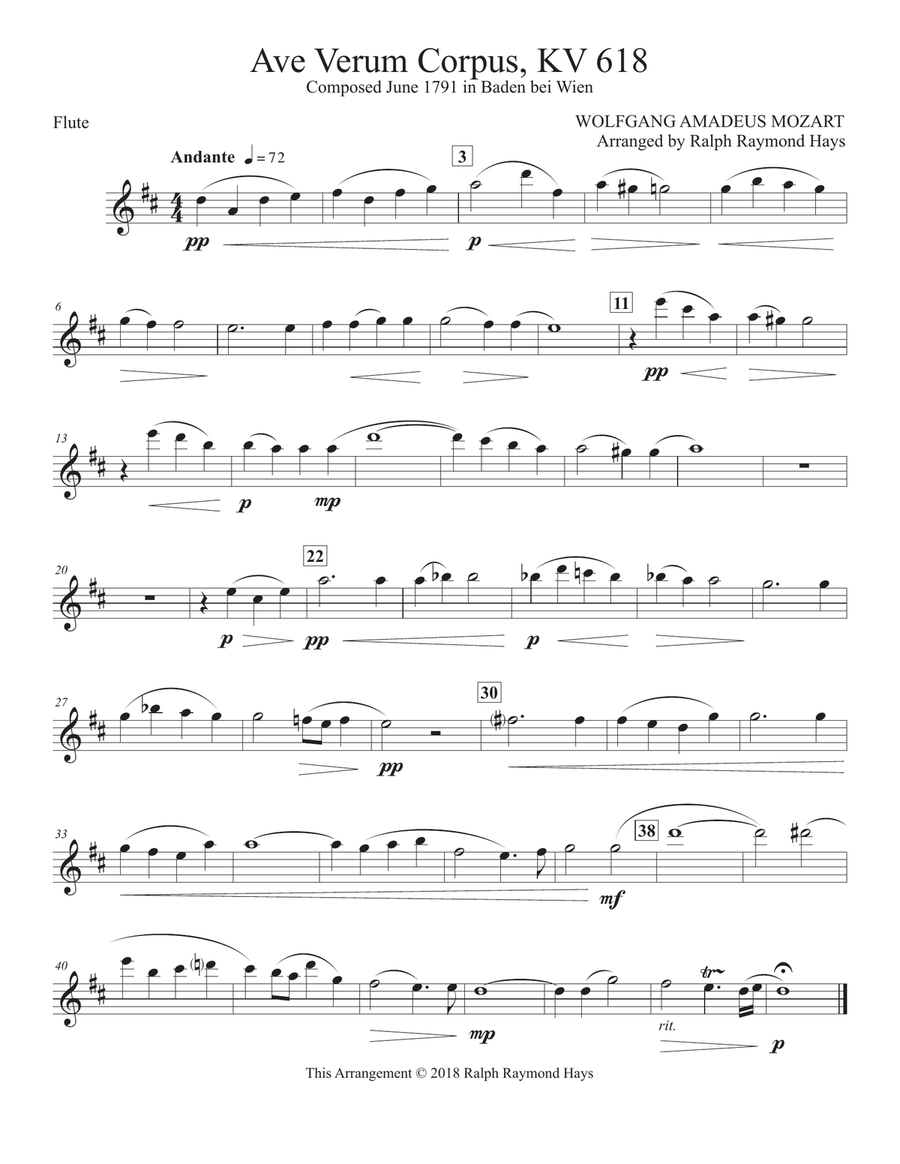 Ave Verum Corpus, KV 618 (1791) Woodwind Quintet scores gallery preview page 4