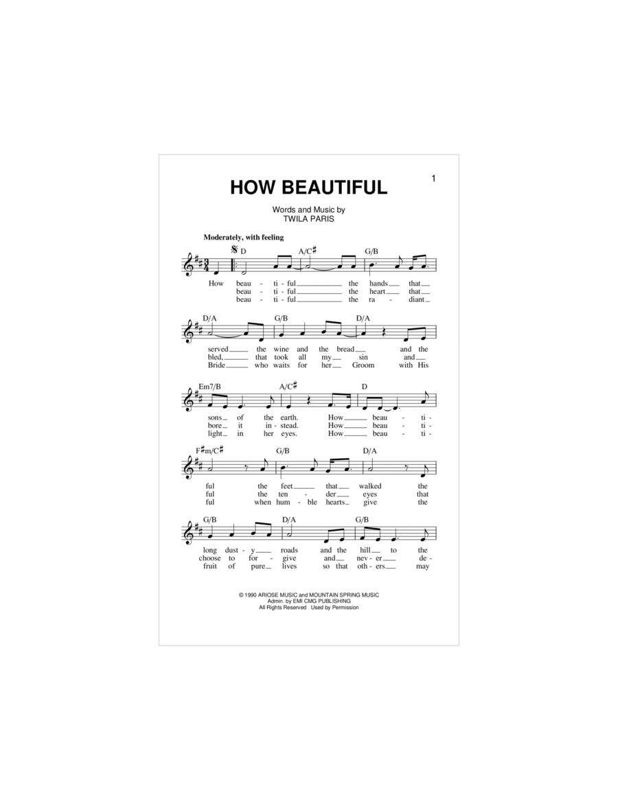 How Beautiful Piano scores gallery preview page 1