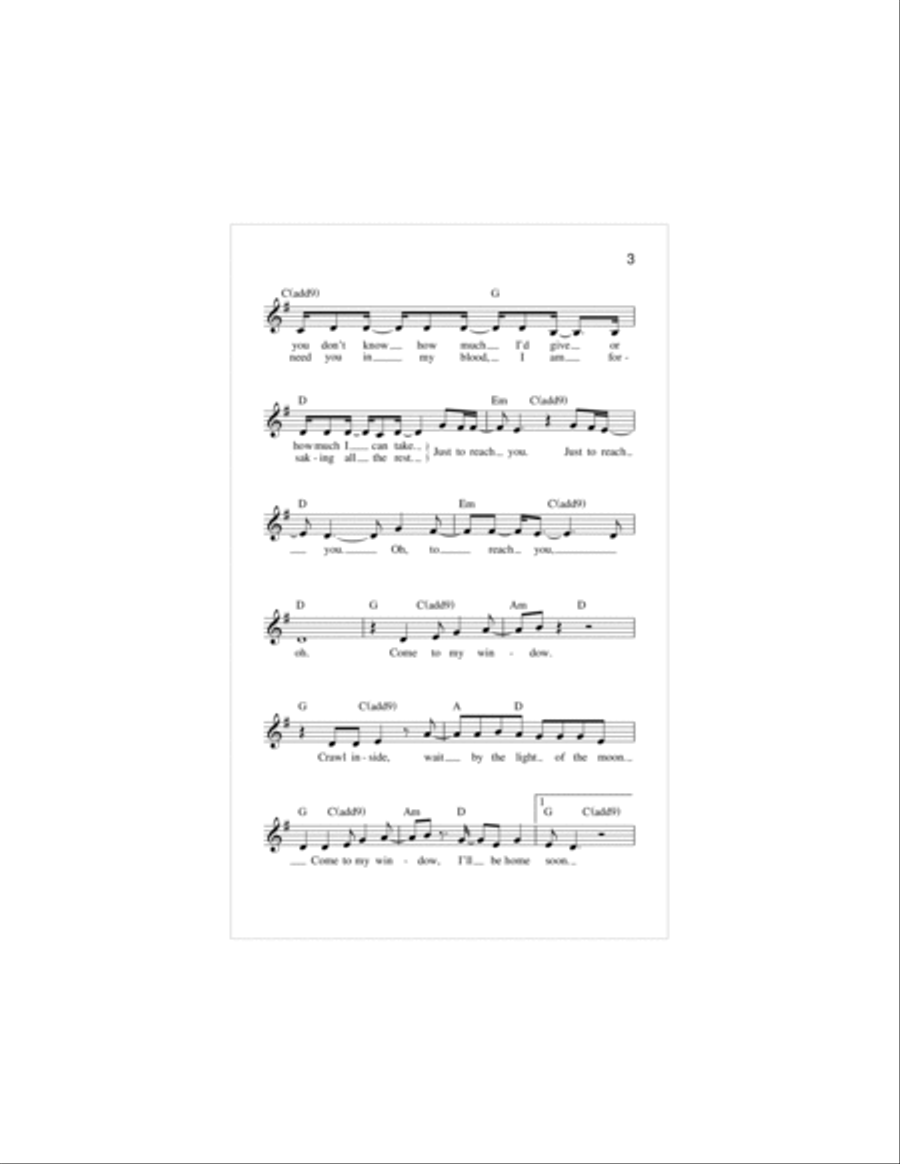 Come To My Window Piano scores gallery preview page 3
