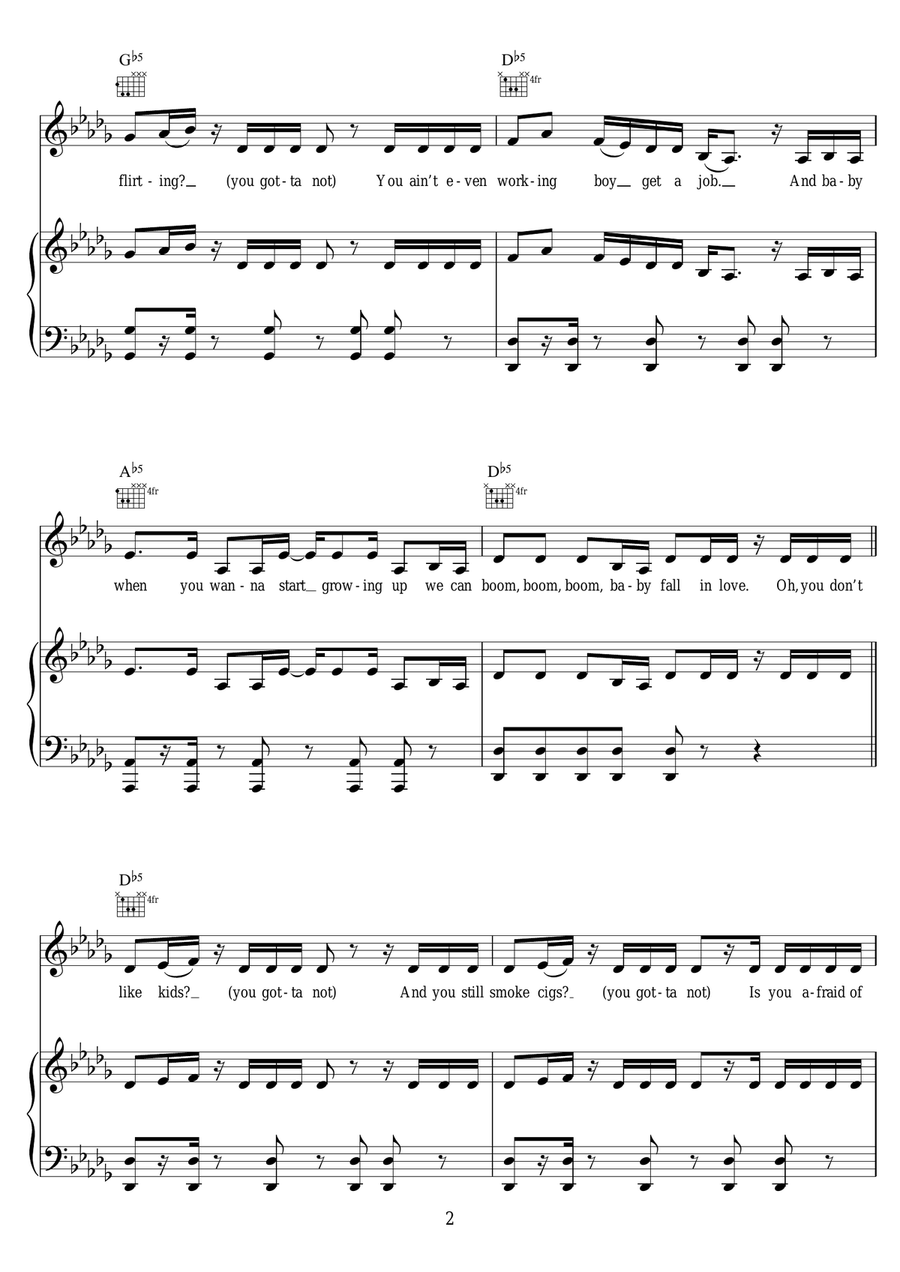You Gotta Not You Gotta Not Piano, Vocal scores gallery preview page 2
