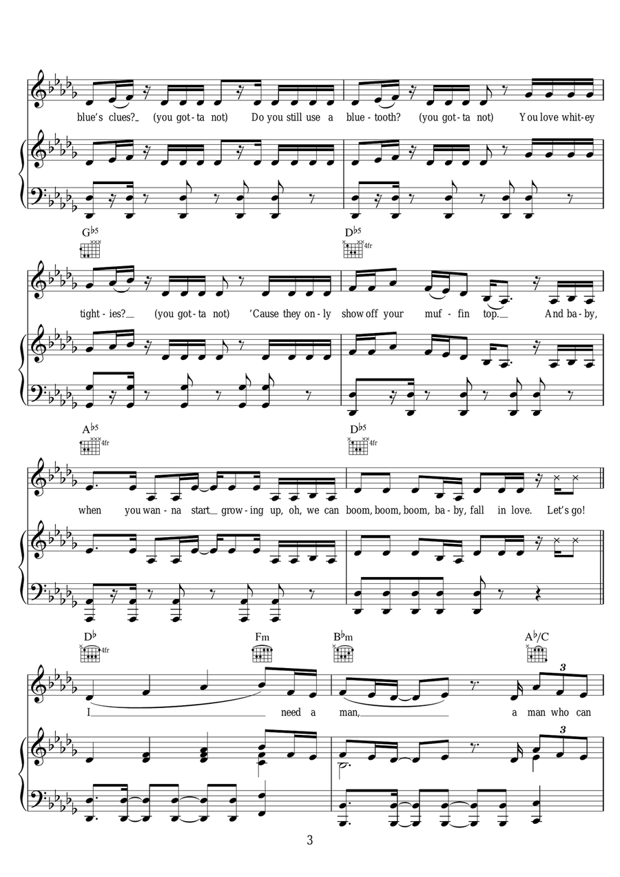 You Gotta Not You Gotta Not Piano, Vocal scores gallery preview page 3