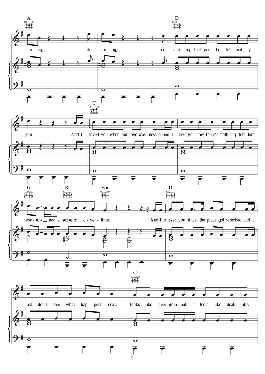 Closing Time Closing Time Piano, Vocal scores gallery preview page 5