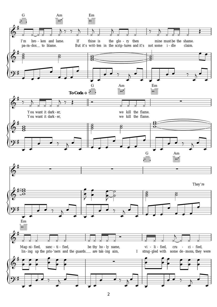 You Want It Darker You Want It Darker Piano, Vocal scores gallery preview page 2