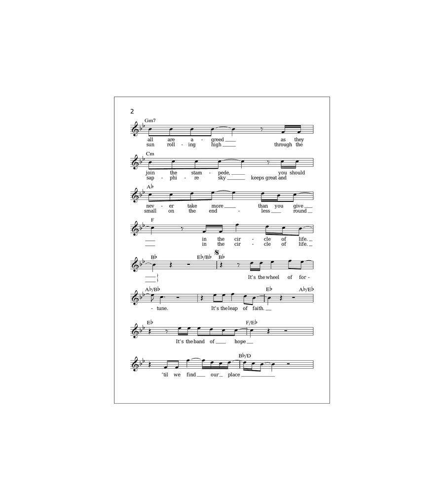 Circle Of Life (from The Lion King) Piano scores gallery preview page 2