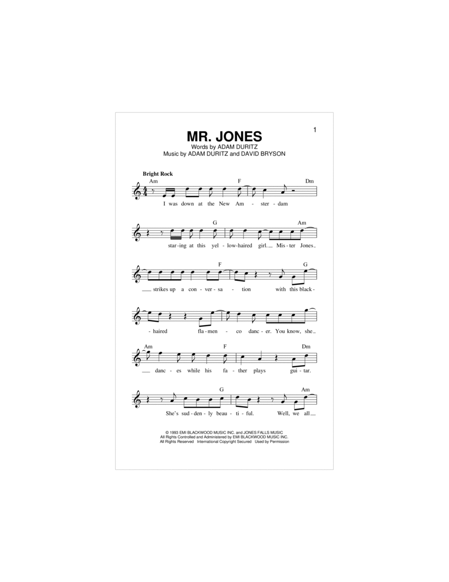 Mr. Jones Piano scores gallery preview page 1