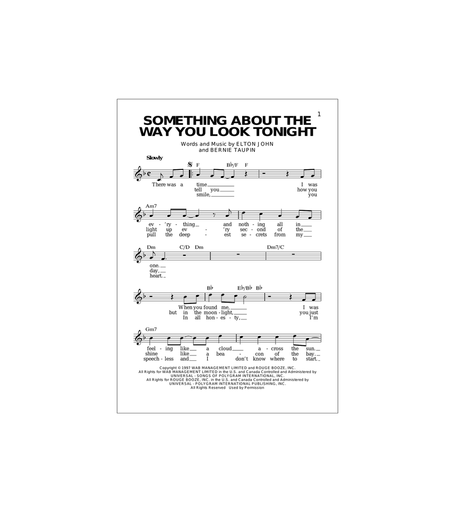 Something About The Way You Look Tonight Acoustic Guitar scores gallery preview page 1