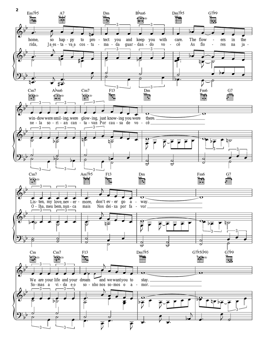 Don't Ever Go Away (Por Causa De Voce) Piano, Vocal, Guitar scores gallery preview page 2