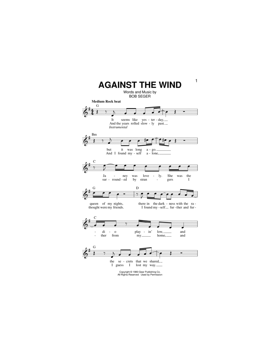 Against The Wind Piano scores gallery preview page 1