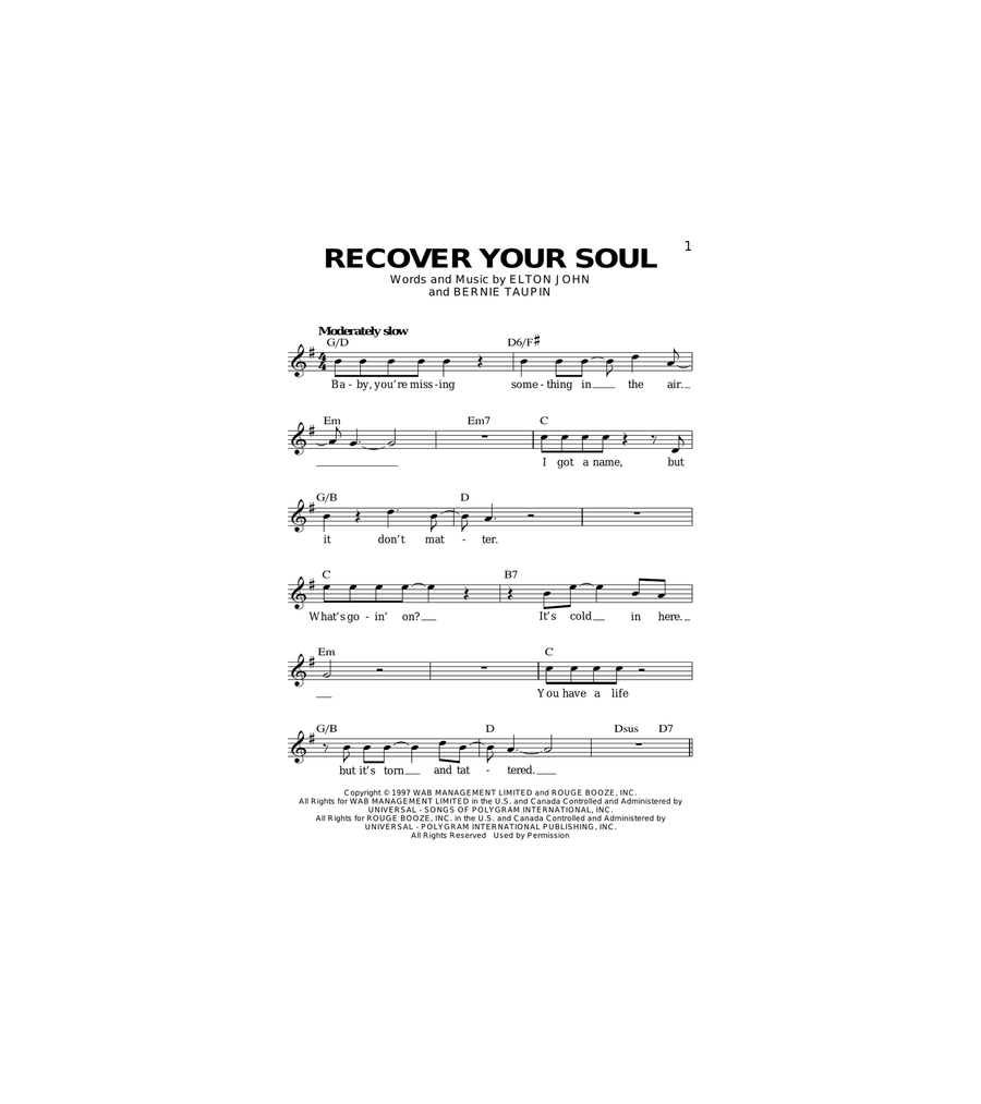 Recover Your Soul Acoustic Guitar scores gallery preview page 1