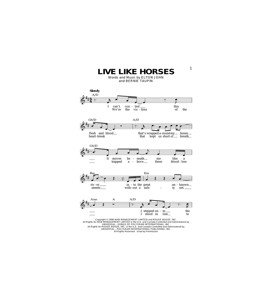 Live Like Horses Acoustic Guitar scores gallery preview page 1