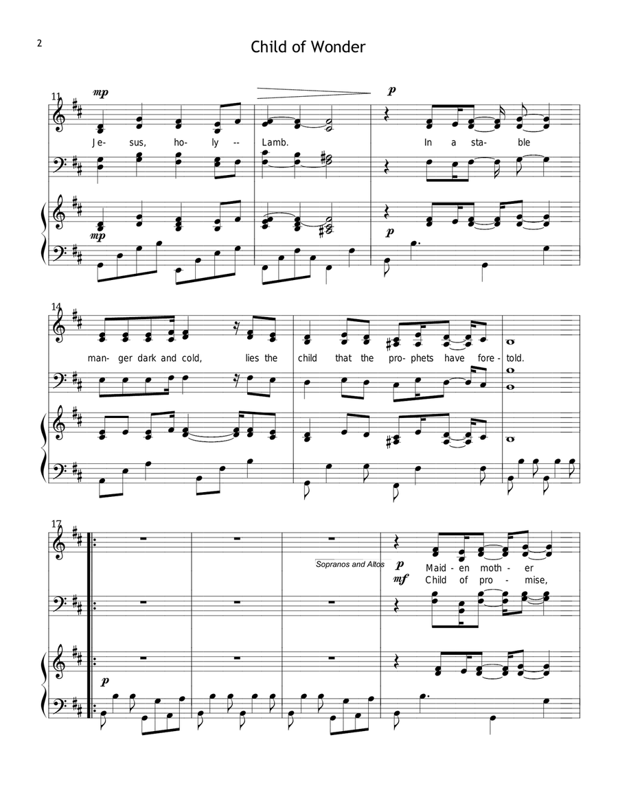 Child of Wonder (includes unlimited license to copy) 4-Part scores gallery preview page 2