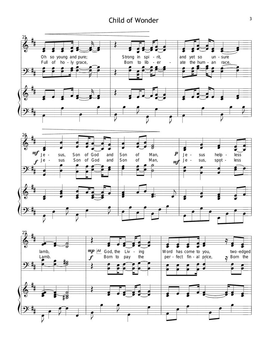 Child of Wonder (includes unlimited license to copy) 4-Part scores gallery preview page 3