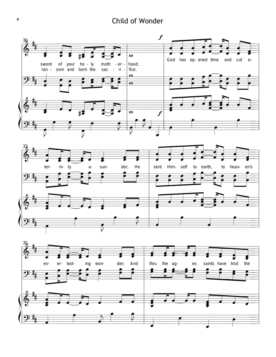 Child of Wonder (includes unlimited license to copy) 4-Part scores gallery preview page 4