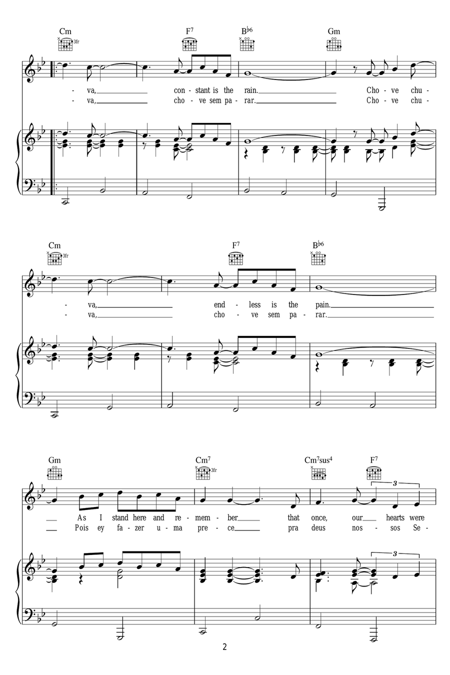 The Constant Rain (Chove Chuva) Piano, Vocal scores gallery preview page 2