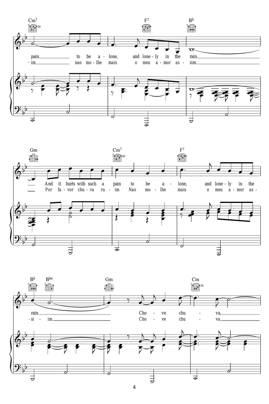 The Constant Rain (Chove Chuva) Piano, Vocal scores gallery preview page 4