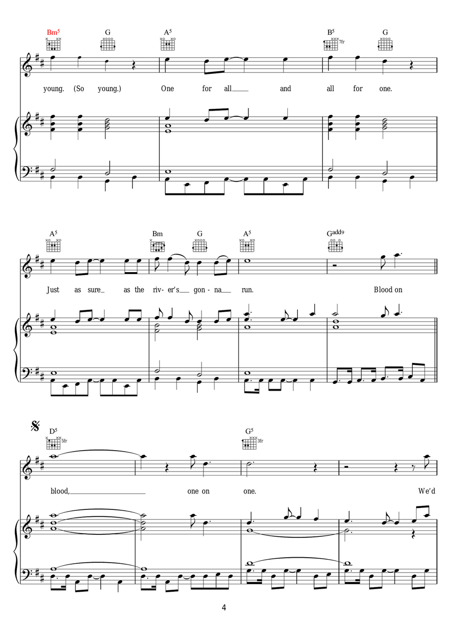 Blood On Blood Blood On Blood Piano, Vocal scores gallery preview page 4