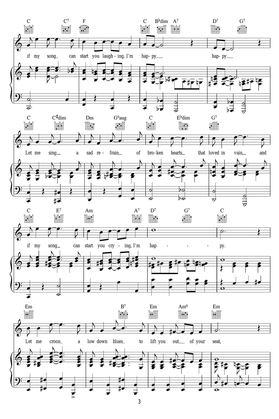 Let Me Sing And I'm Happy Piano, Vocal scores gallery preview page 3