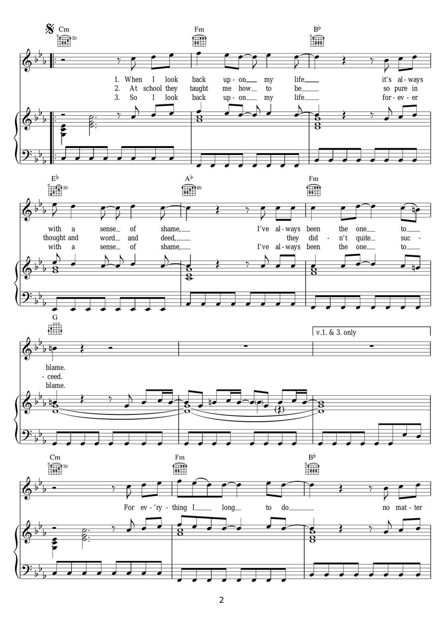 It's A Sin It's A Sin Piano, Vocal scores gallery preview page 2