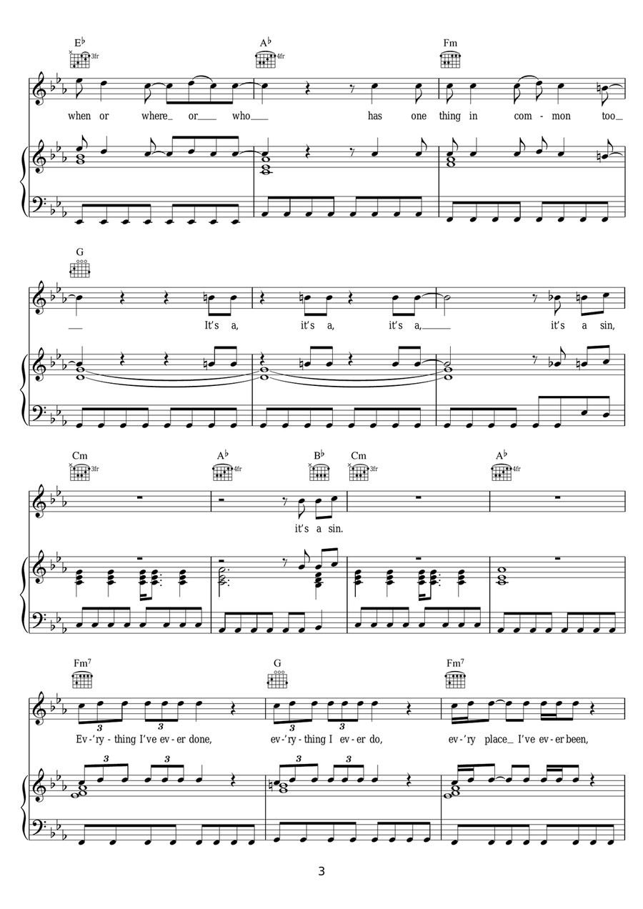 It's A Sin It's A Sin Piano, Vocal scores gallery preview page 3