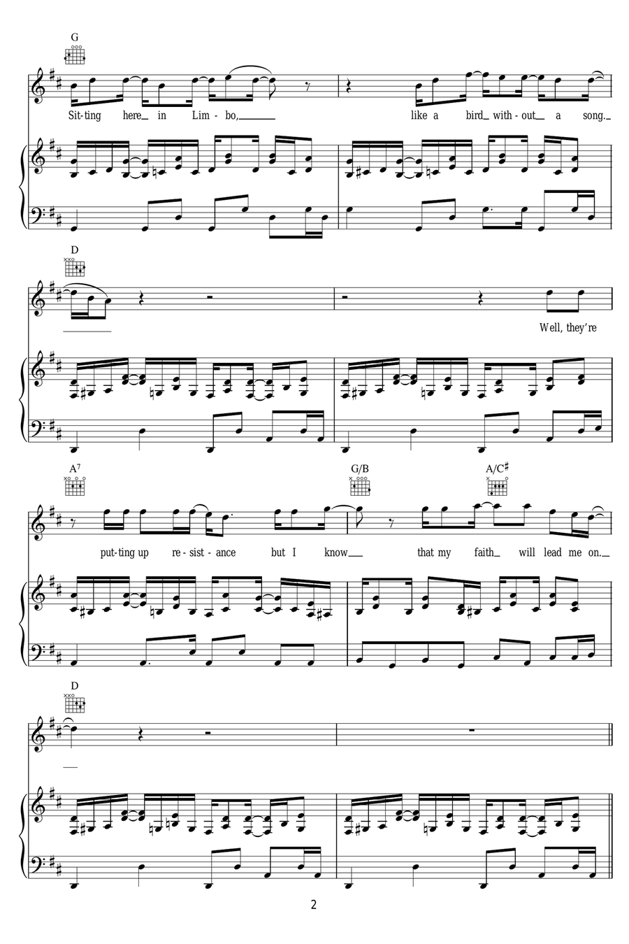Sitting In Limbo Sitting In Limbo Piano, Vocal scores gallery preview page 2