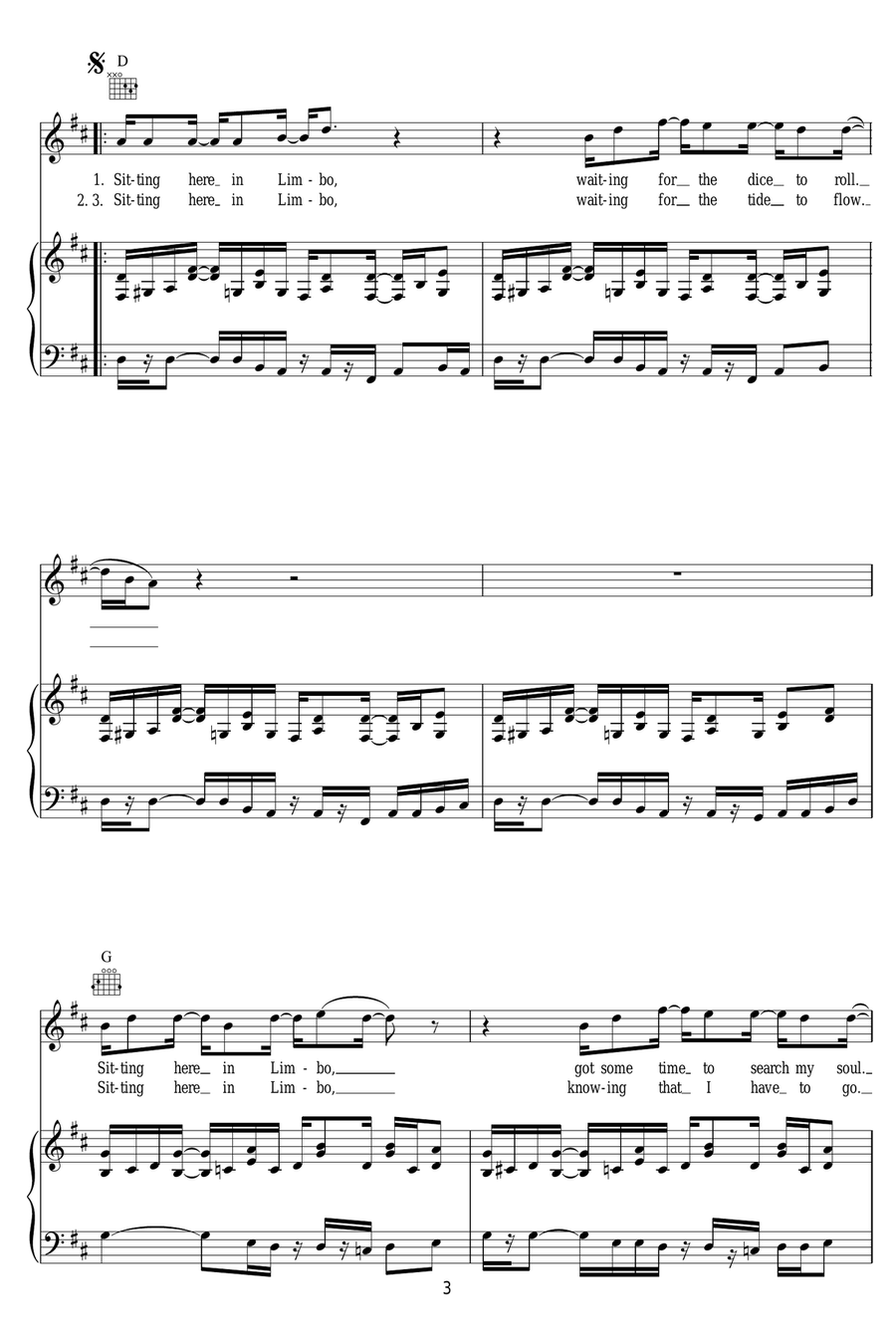 Sitting In Limbo Sitting In Limbo Piano, Vocal scores gallery preview page 3