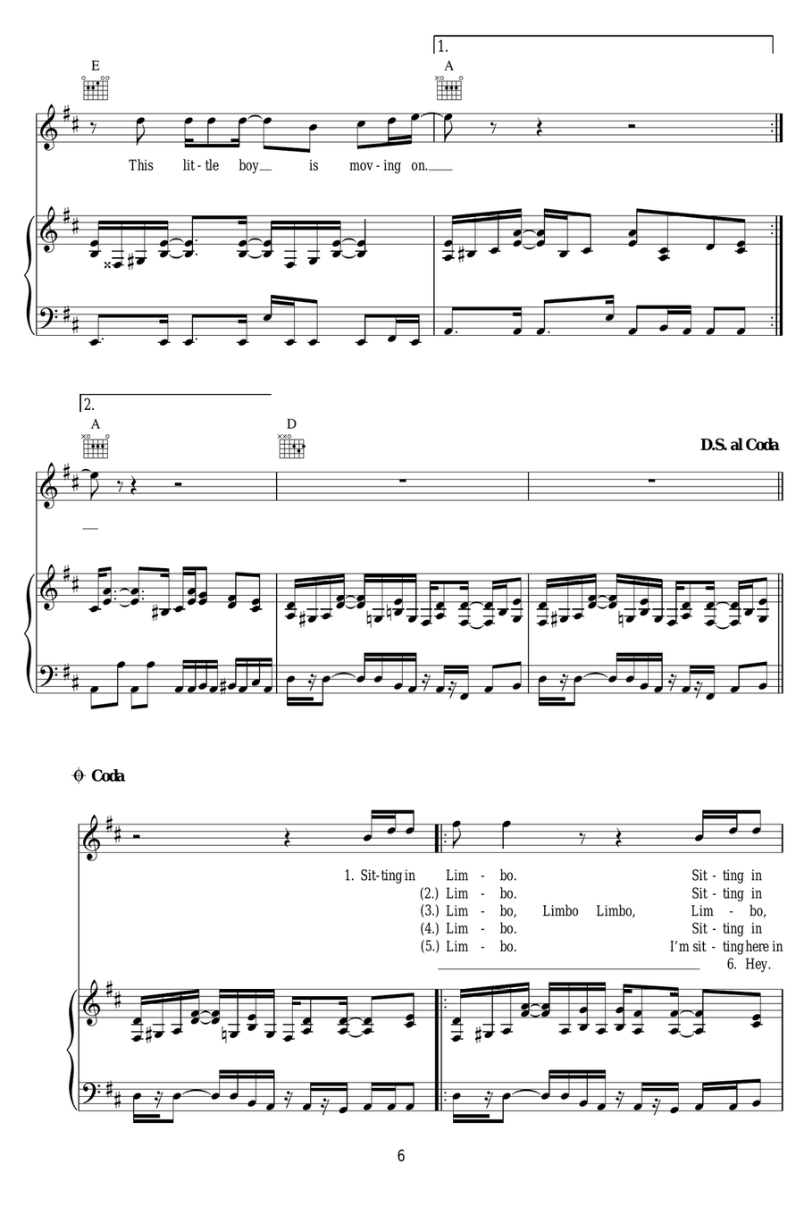 Sitting In Limbo Sitting In Limbo Piano, Vocal scores gallery preview page 6