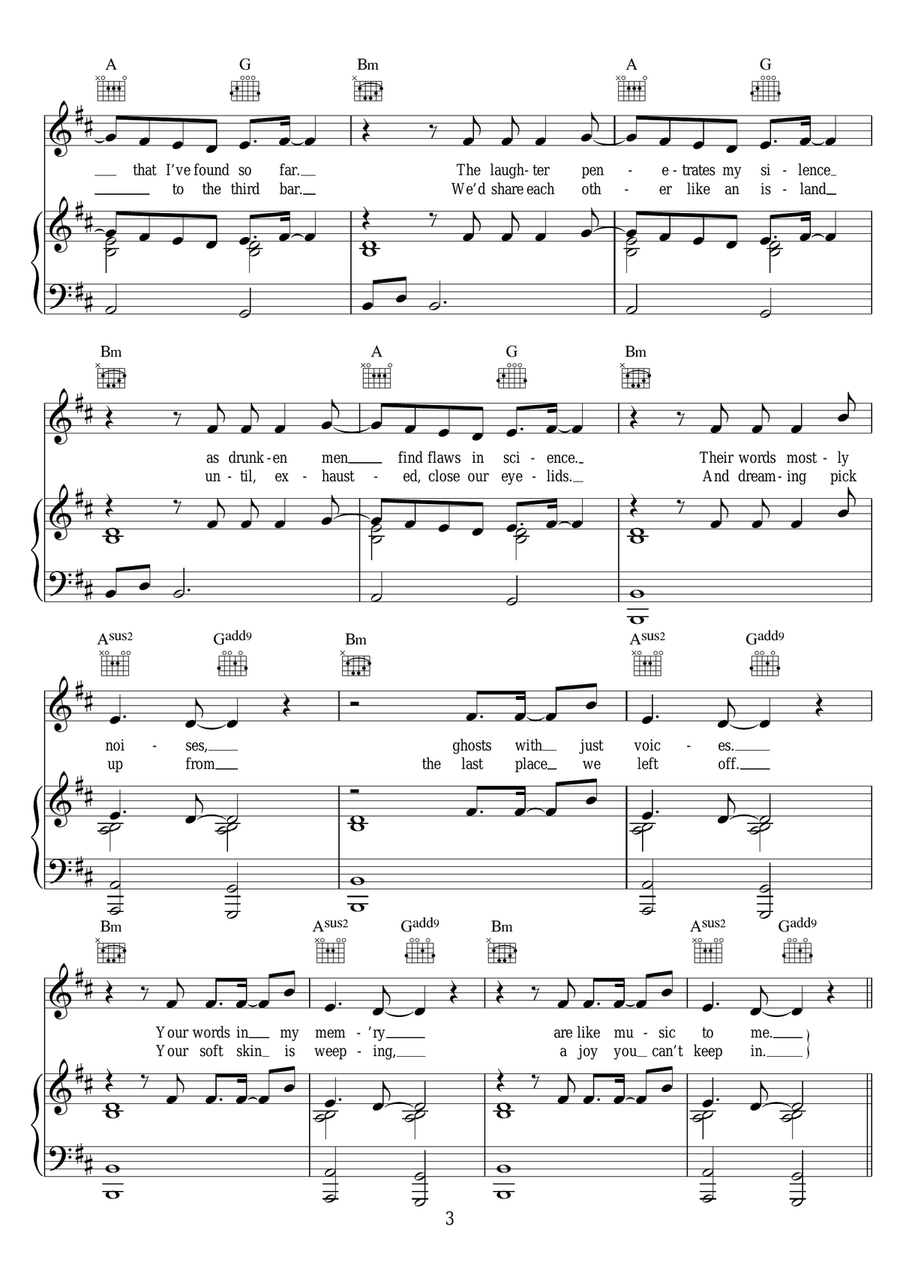 Set The Fire To The Third Bar Piano, Vocal scores gallery preview page 3