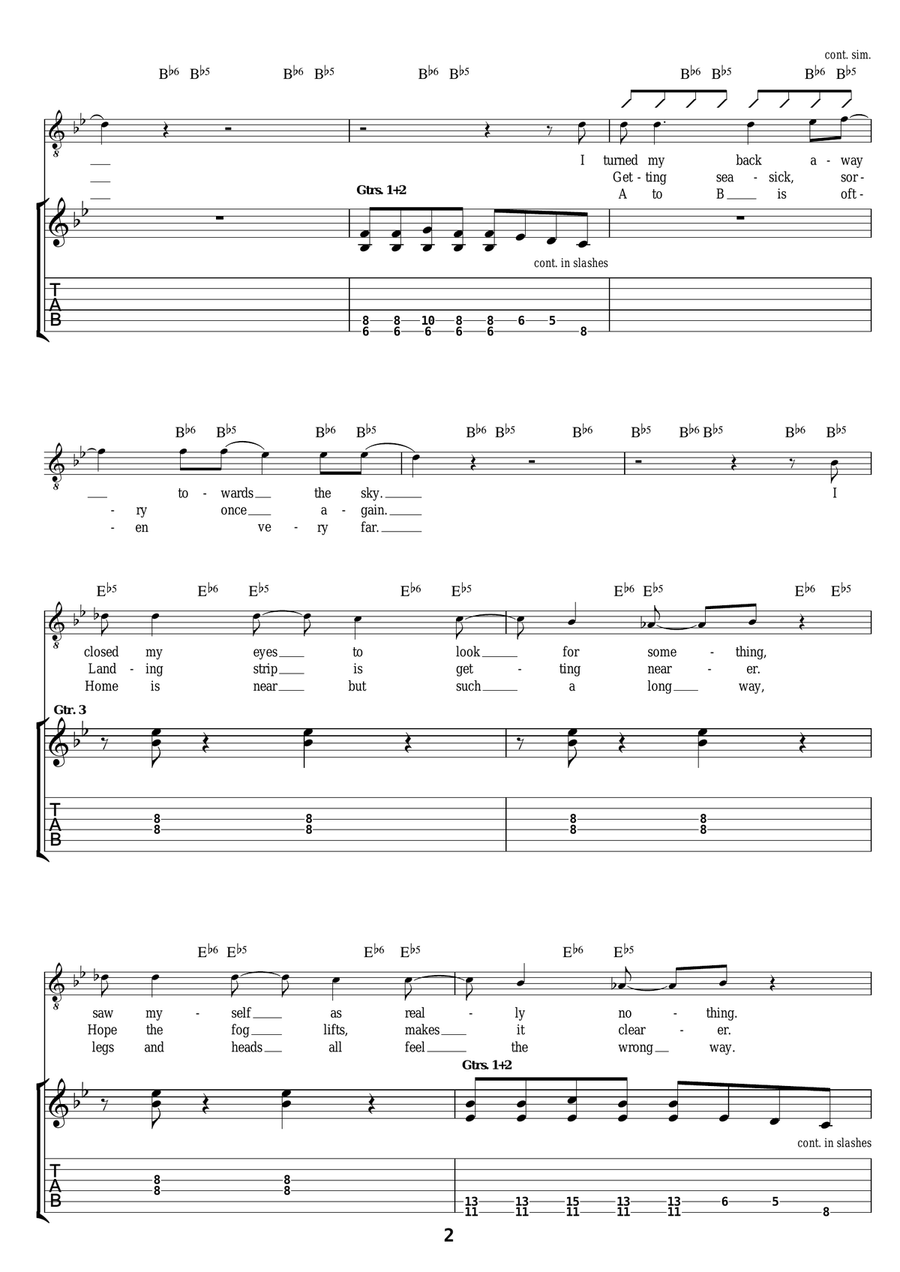 Paper Plane Paper Plane Guitar Tablature scores gallery preview page 2