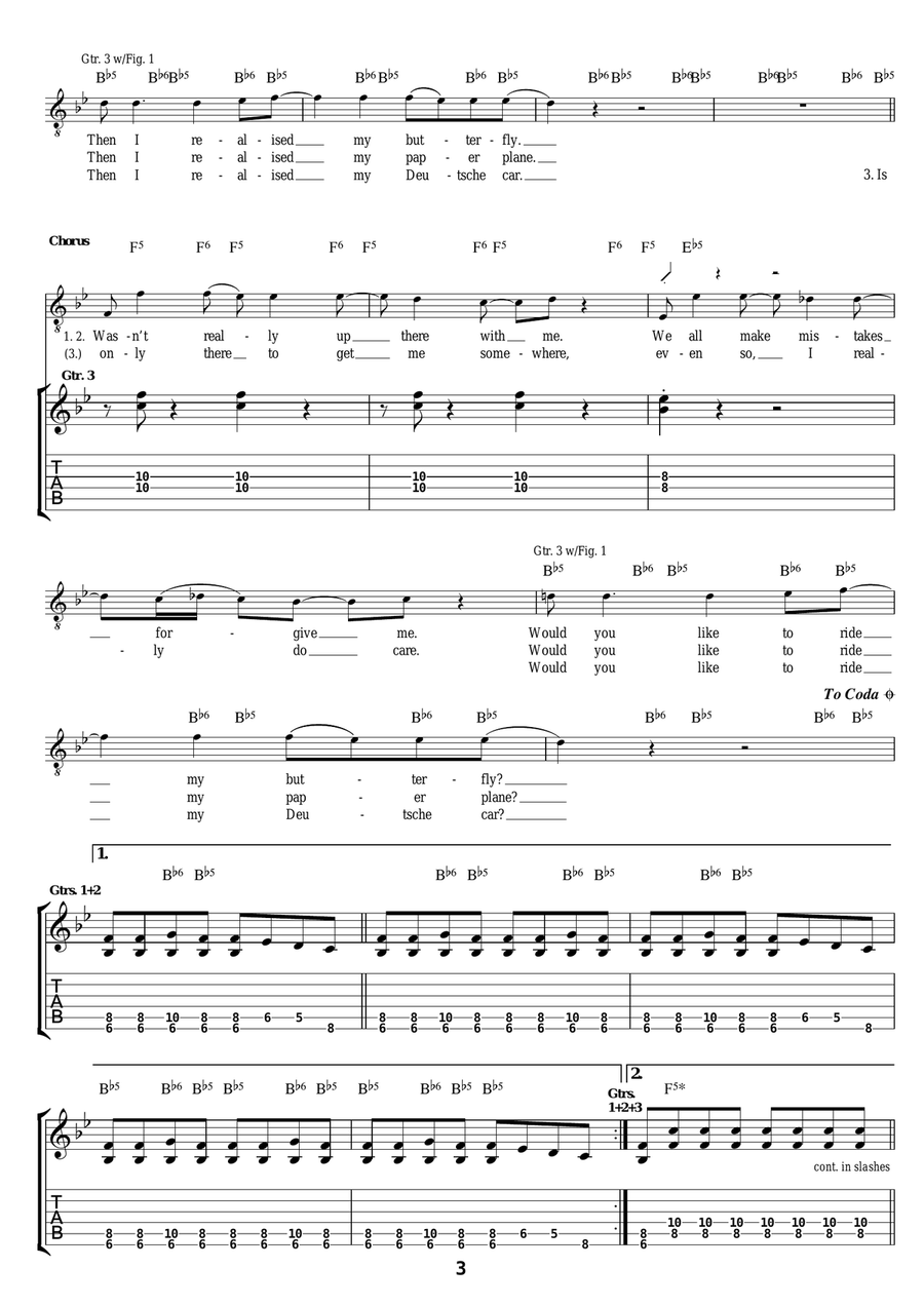 Paper Plane Paper Plane Guitar Tablature scores gallery preview page 3
