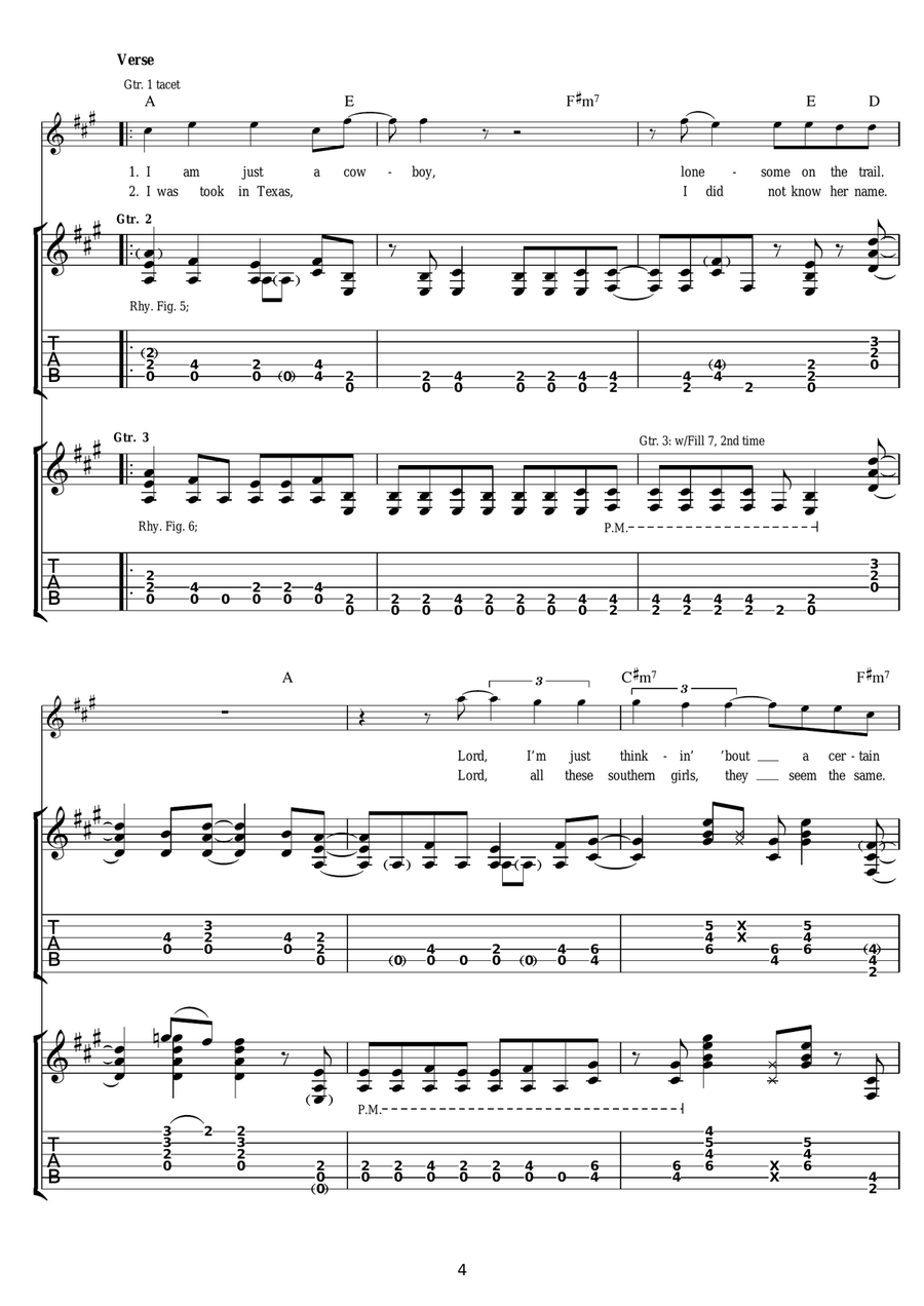 Cowboy Song Cowboy Song Guitar Tablature scores gallery preview page 4