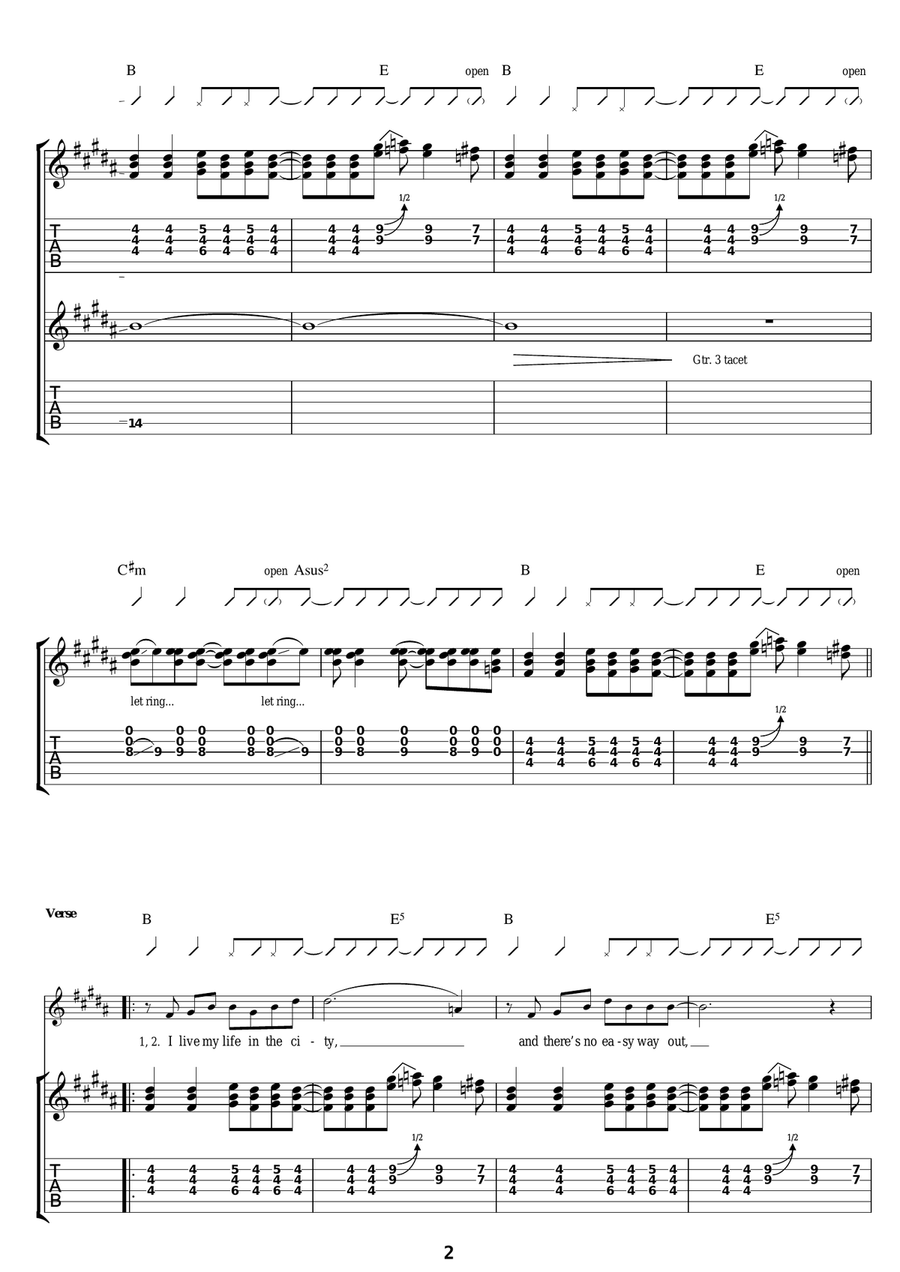 Rock 'n' Roll Star Rock 'n' Roll Star Guitar Tablature scores gallery preview page 2