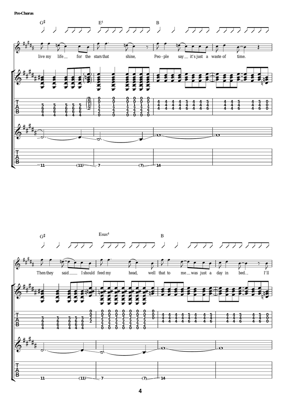 Rock 'n' Roll Star Rock 'n' Roll Star Guitar Tablature scores gallery preview page 4