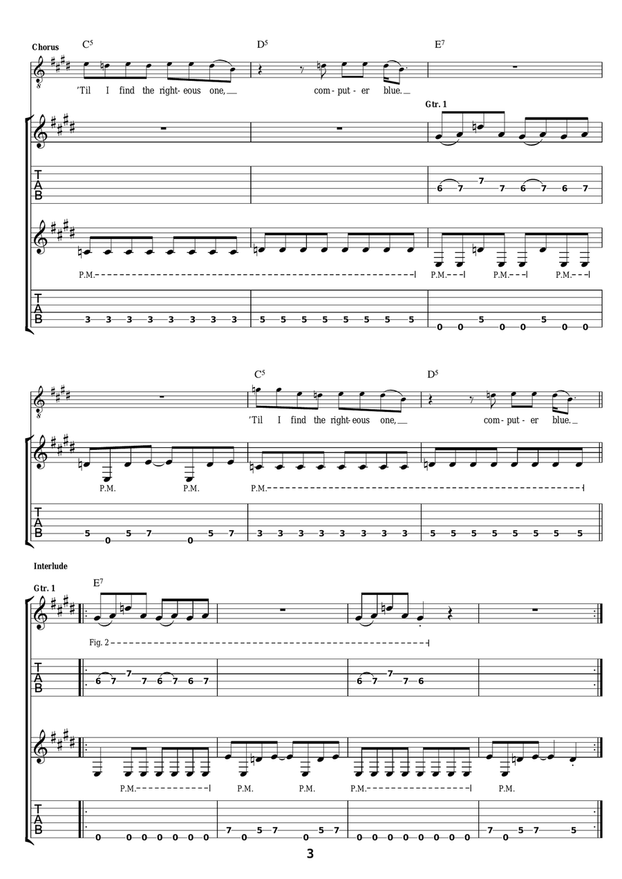 Computer Blue Computer Blue Electric Guitar scores gallery preview page 3