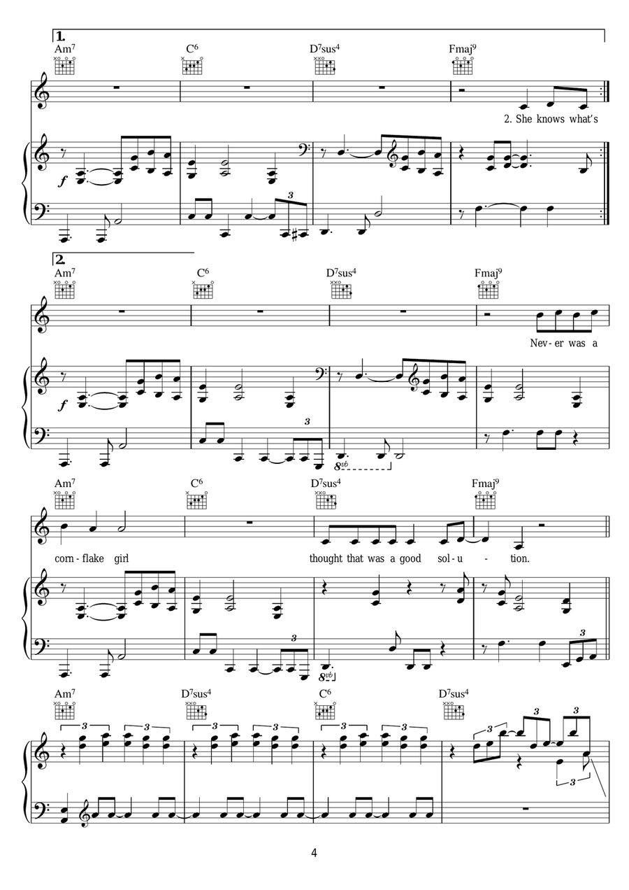Cornflake Girl Cornflake Girl Piano, Vocal scores gallery preview page 4