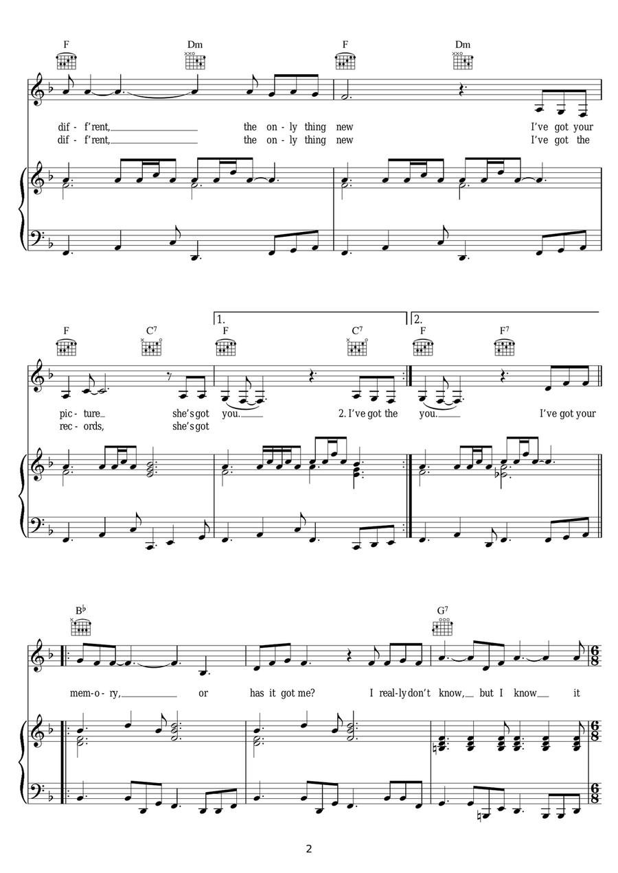 She's Got You Piano, Vocal scores gallery preview page 2