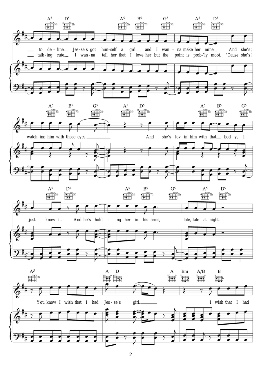 Jessie's Girl Jessie's Girl Piano, Vocal scores gallery preview page 2