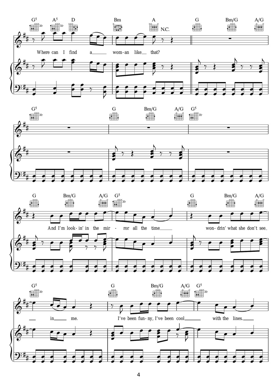 Jessie's Girl Jessie's Girl Piano, Vocal scores gallery preview page 4