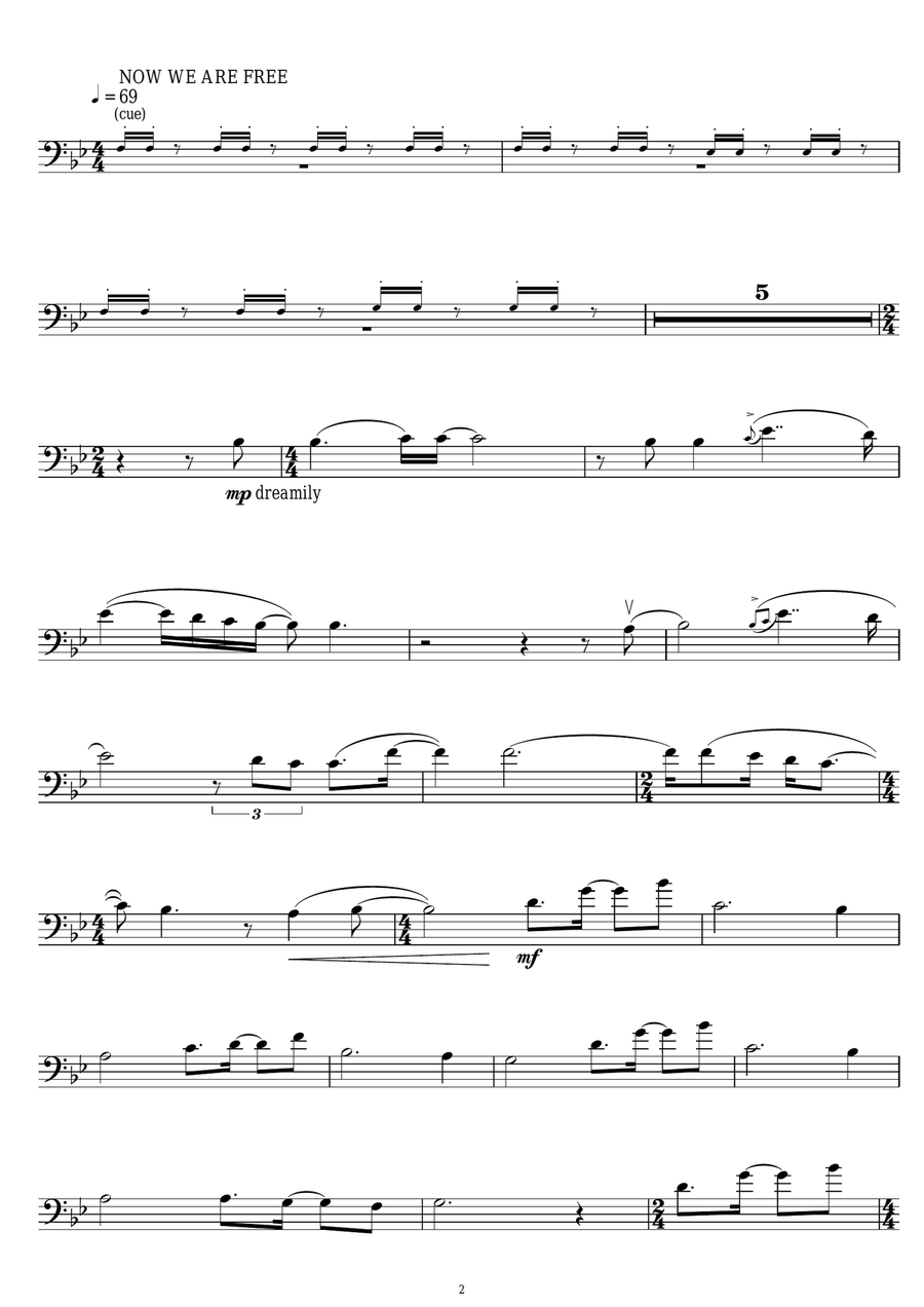 Honor Him/Now We Are Free (from Gladiator) Cello Solo scores gallery preview page 2