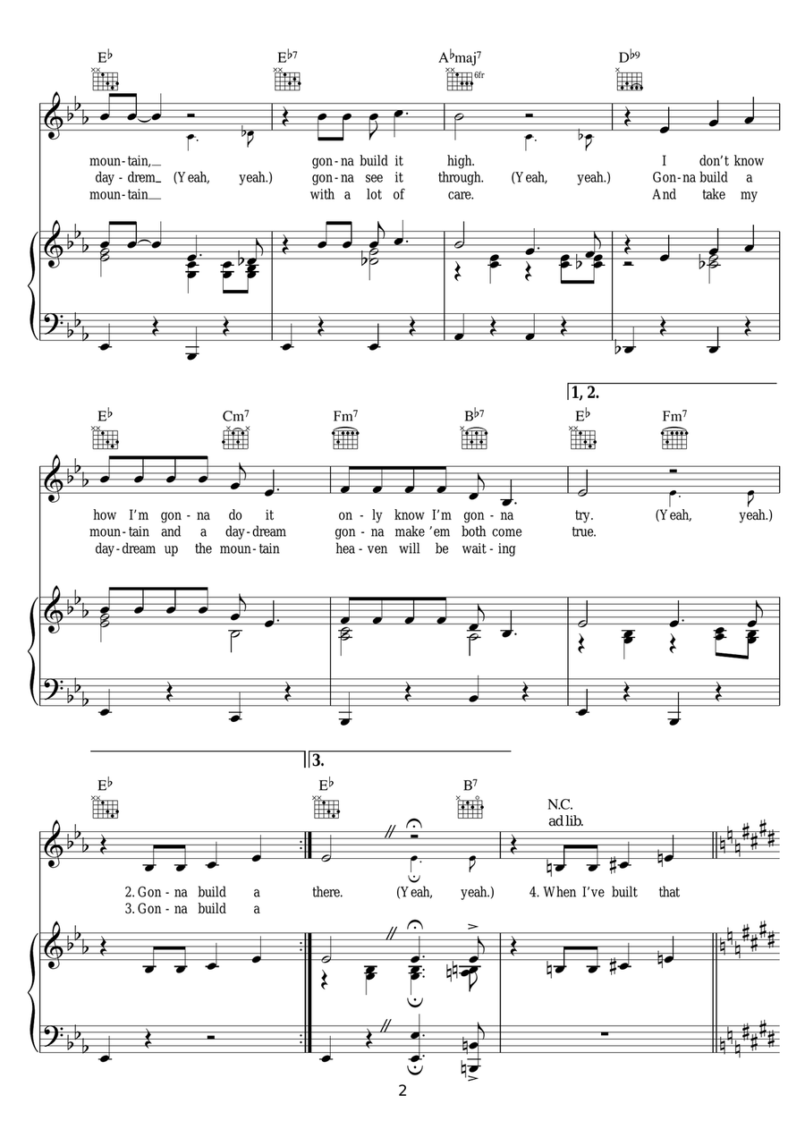 Gonna Build A Mountain Gonna Build A Mountain Piano, Vocal scores gallery preview page 2