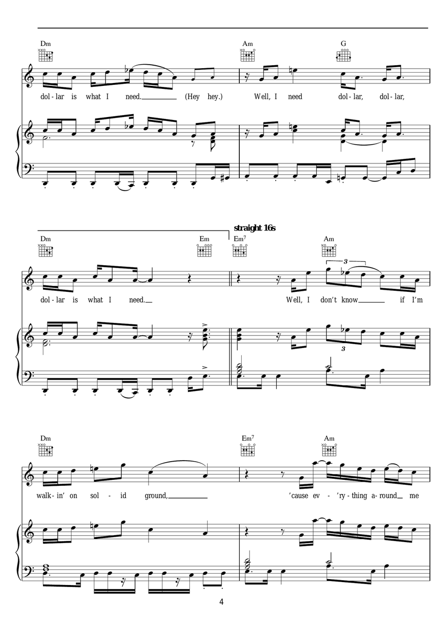 I Need A Dollar I Need A Dollar Piano, Vocal scores gallery preview page 4