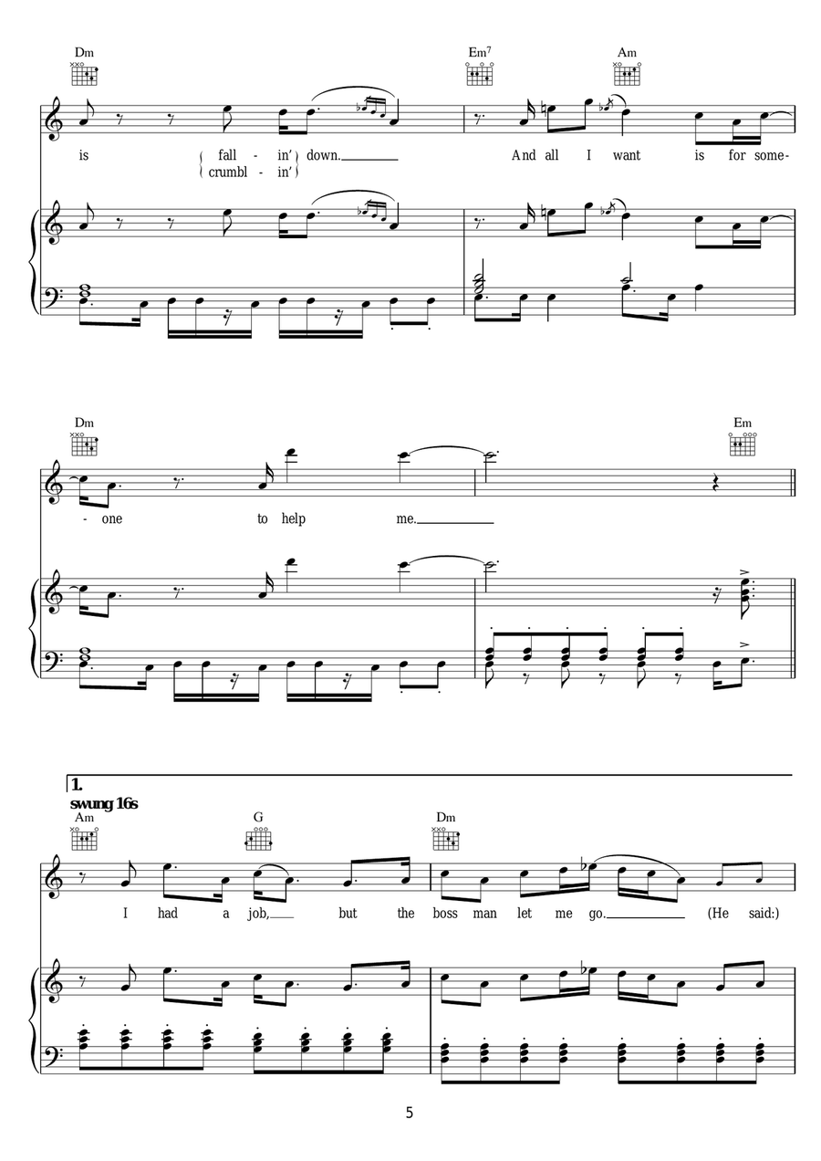 I Need A Dollar I Need A Dollar Piano, Vocal scores gallery preview page 5